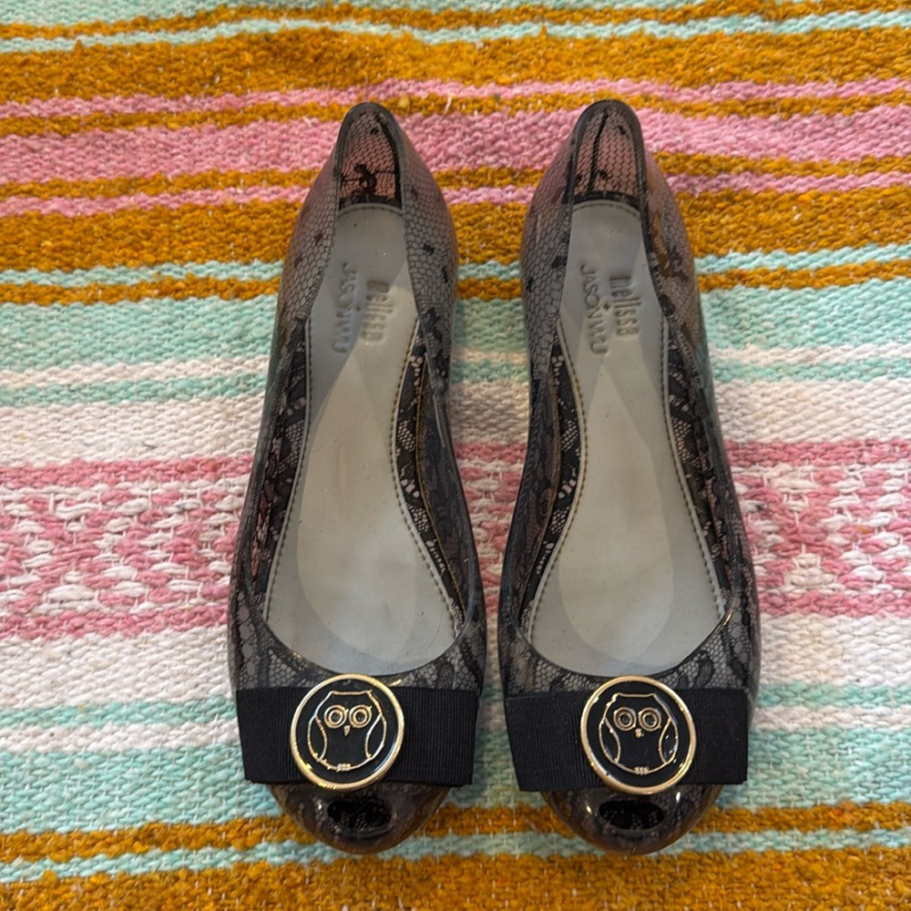 Melissa + Jason Wu black lace jelly flats size 35/36 US 5